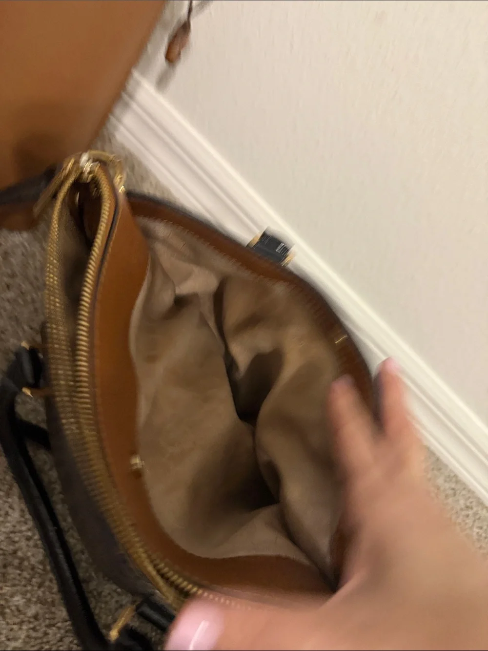 Michael Kors Brown and Cream MK Logo Shoulder Bags Duo
